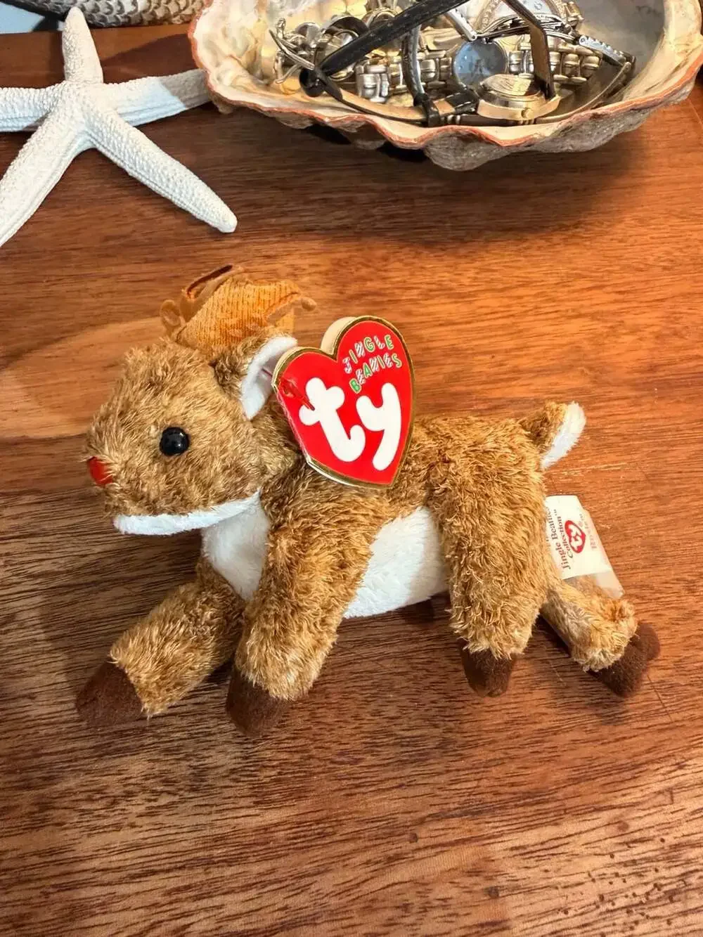 Ty Jingle Beanies Roxie The Reindeer Christmas Ornament Plush